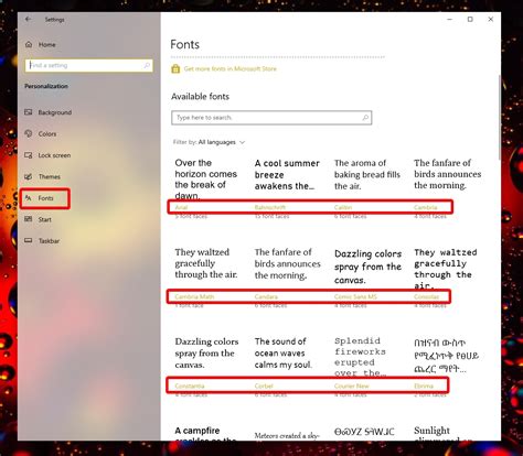 font settings in windows 10.